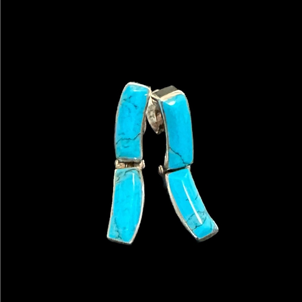 Vintage High Quality Sterling Silver & Deep Blue Turquoise Drop Earrings
